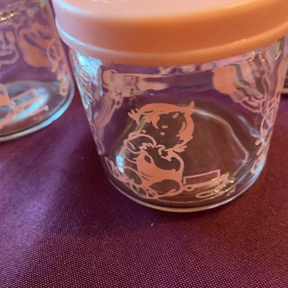 Vintage "Round The Clock With Baby" Glass Jars with Lids - Picture 5 of 8